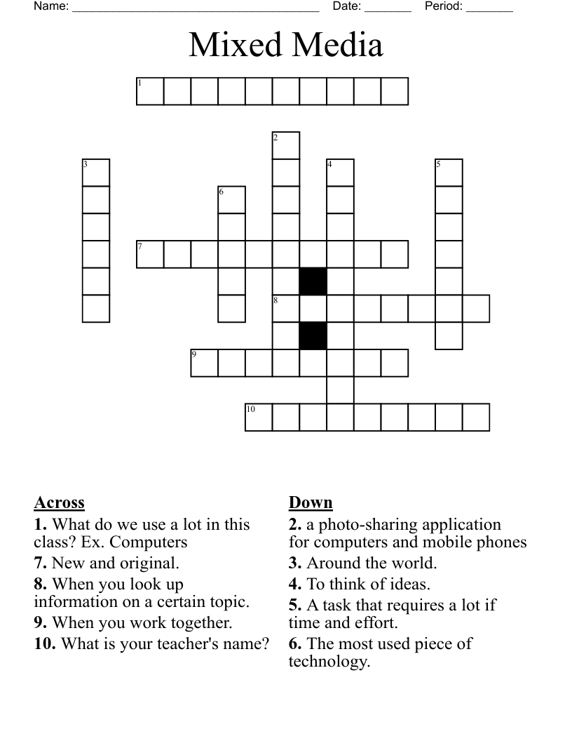 Mixed Media Crossword WordMint