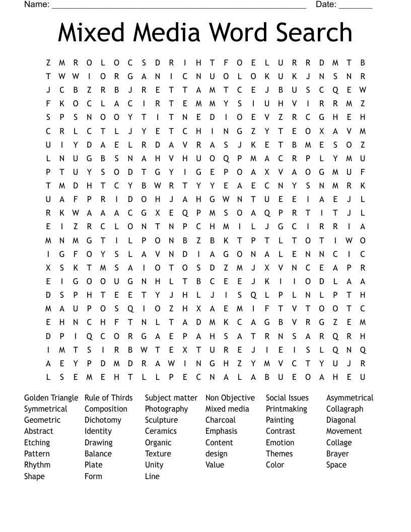 Mixed Media Word Search WordMint