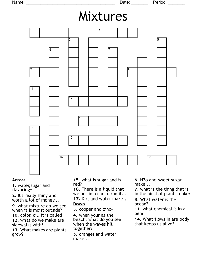 Mixtures Crossword WordMint
