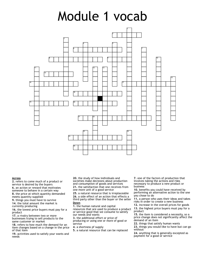 Module 1 vocab Crossword WordMint
