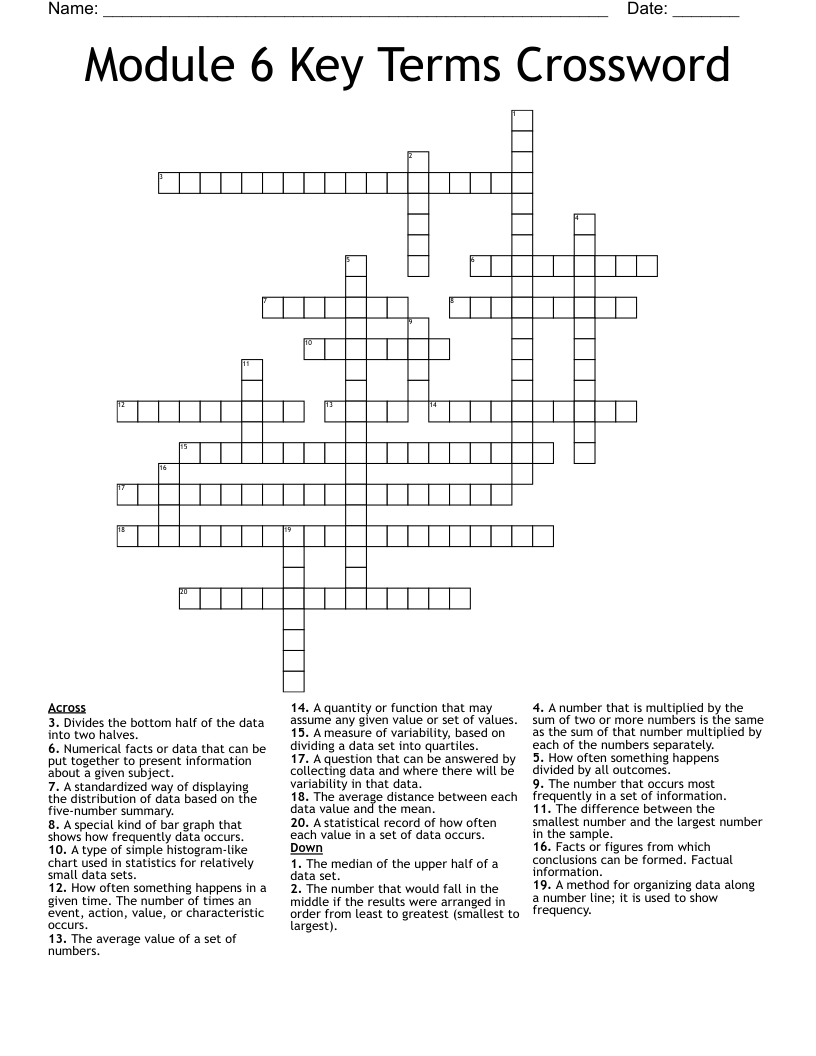 Statistics Crossword WordMint
