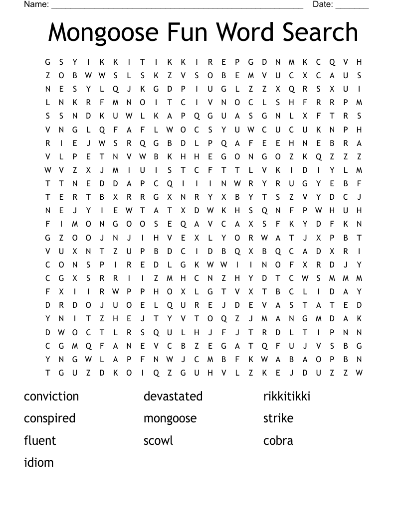 Mongoose Fun Word Search WordMint