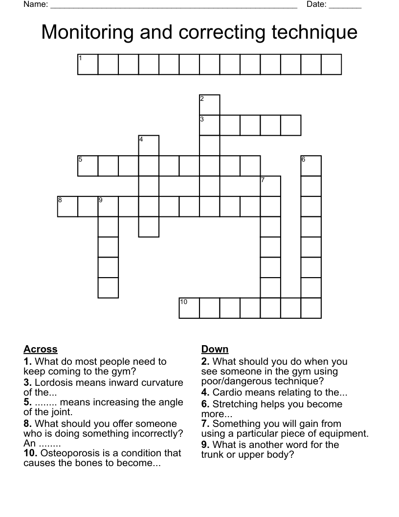 Monitoring and correcting technique Crossword WordMint