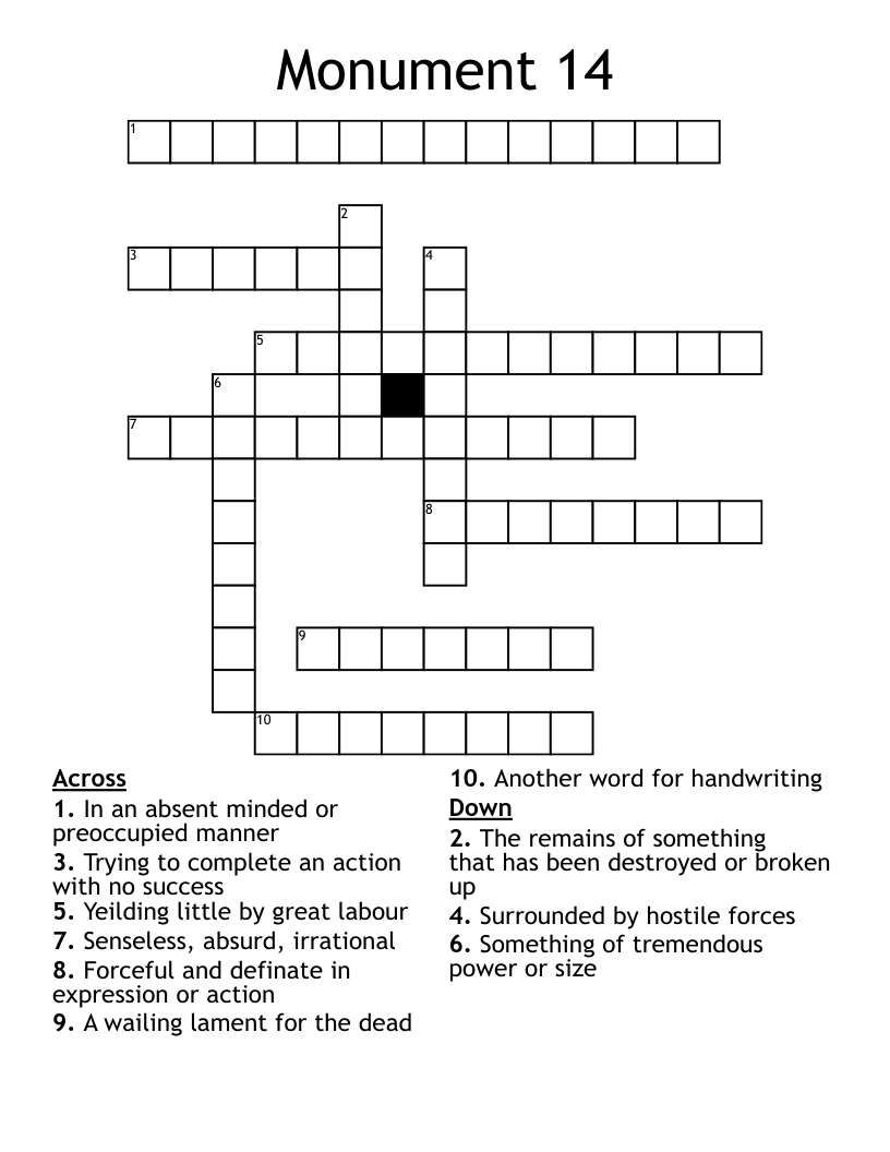 Monument 14 Crossword WordMint