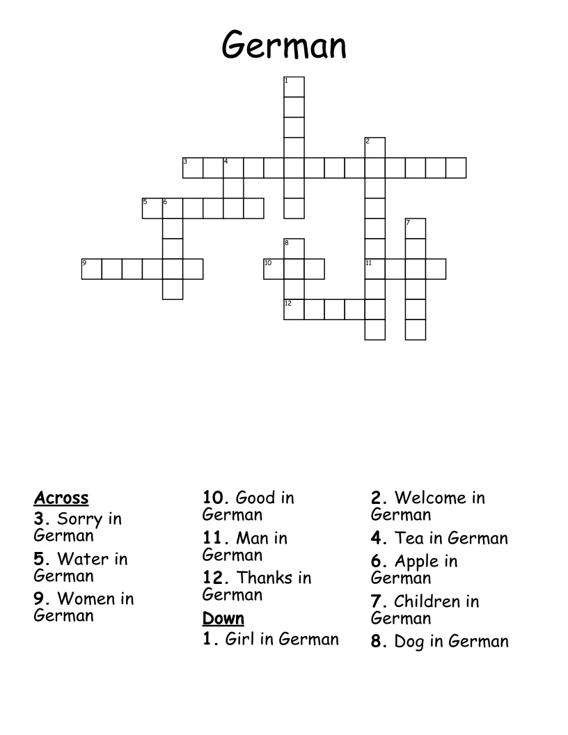 German Crossword WordMint