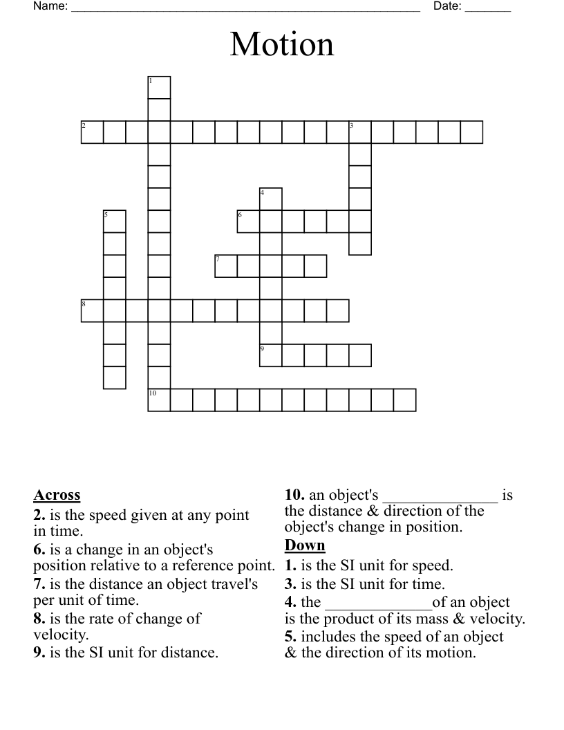 Speed Units Crossword