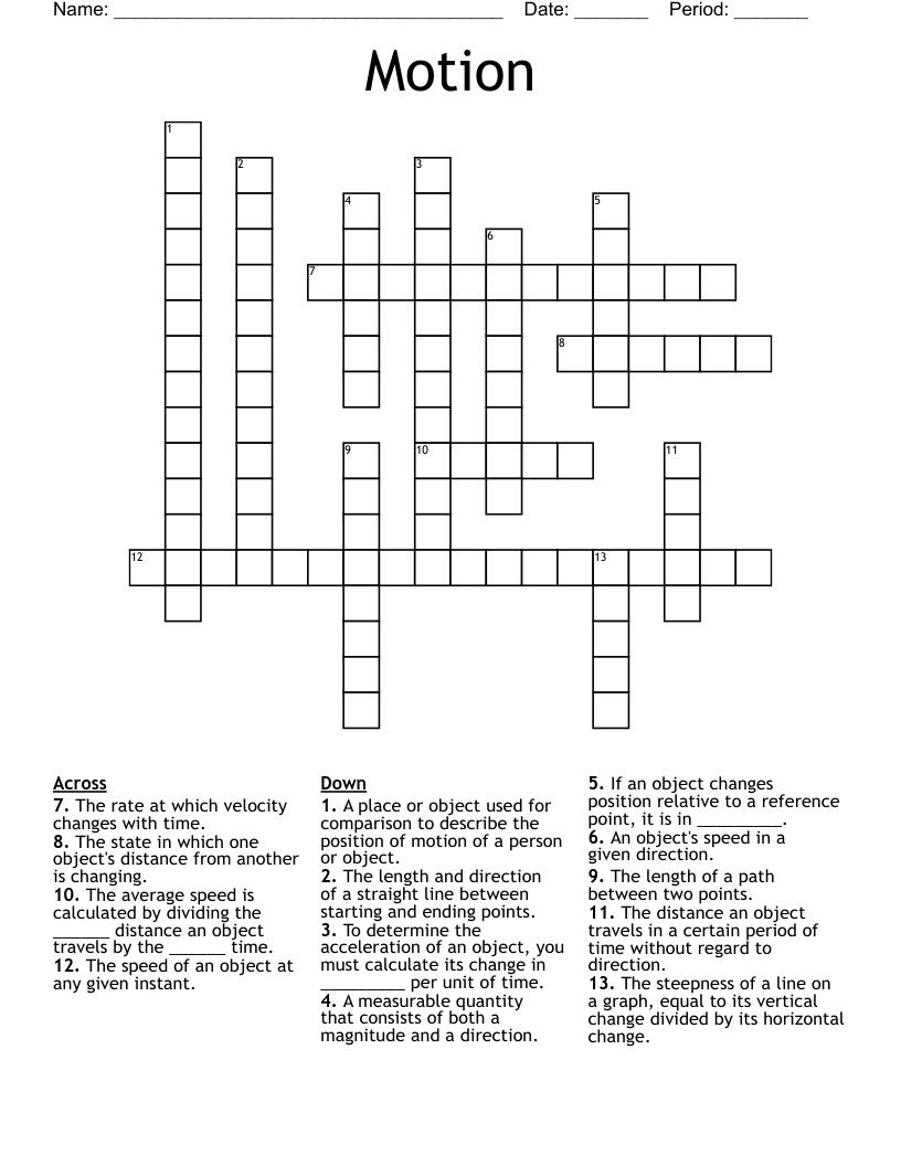 Speed, Velocity, Acceleration Word Search WordMint