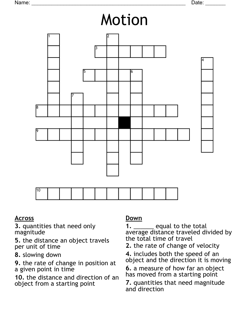Speed Units Crossword