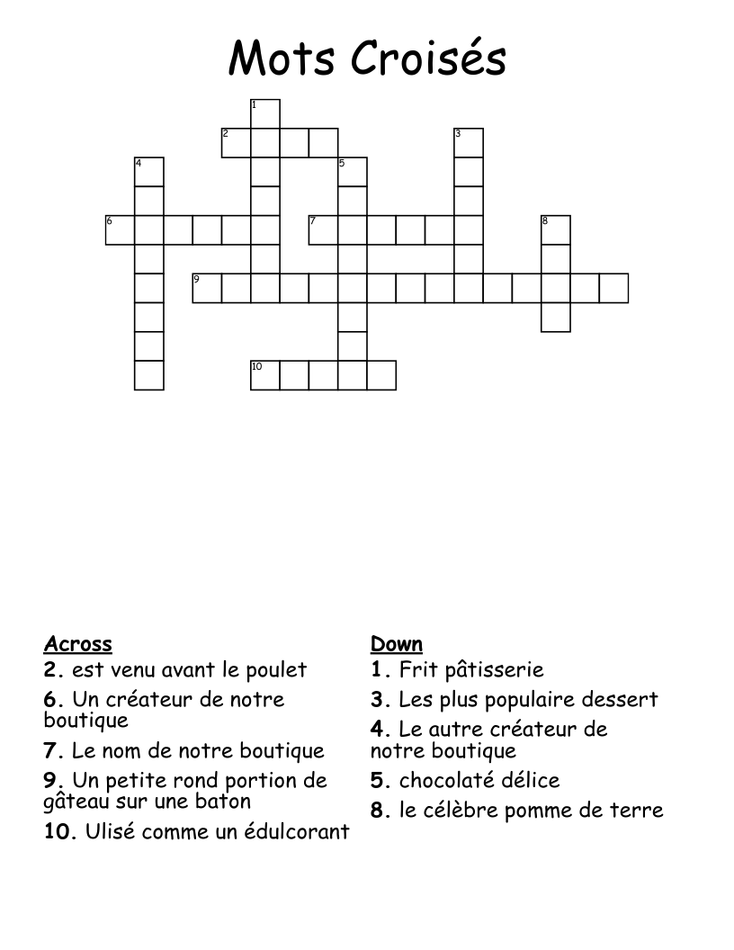 Mots Croisés Crossword WordMint