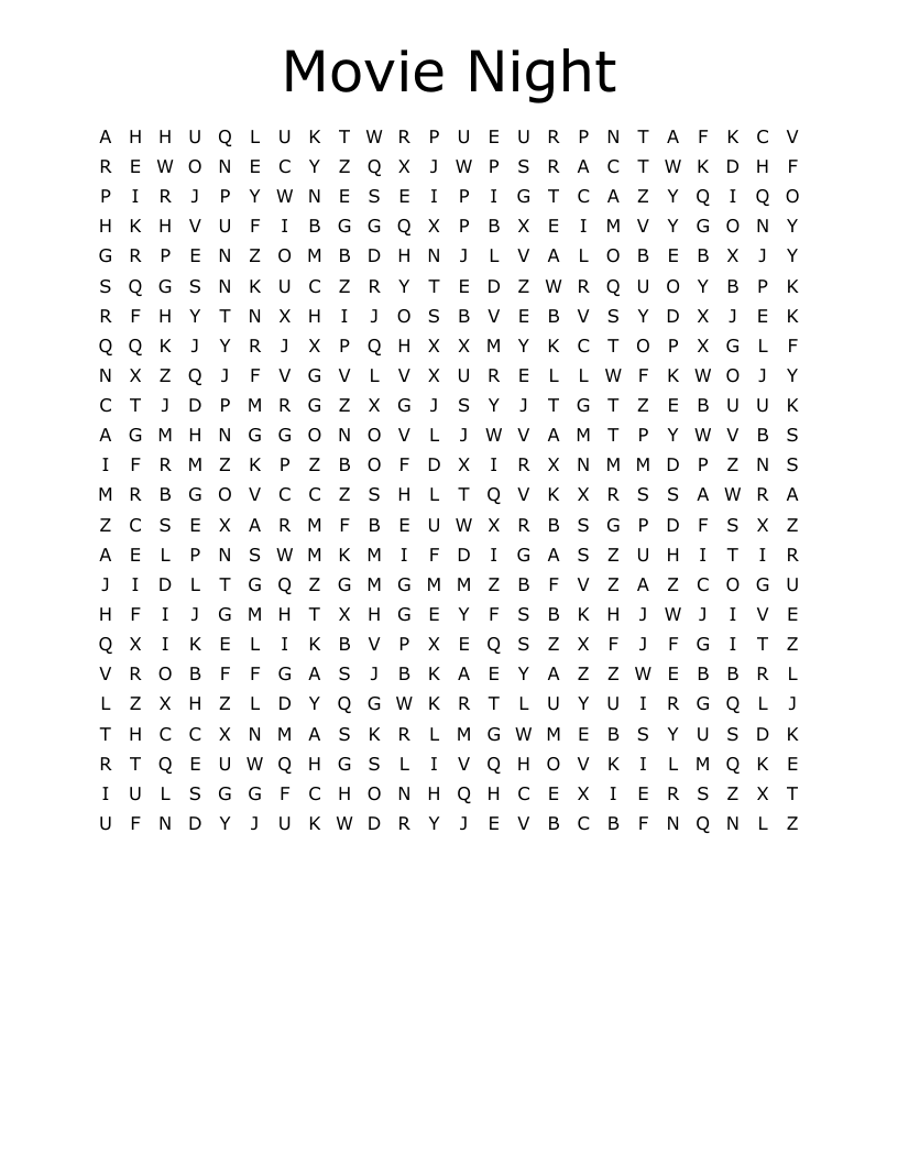 Movie Night Word Search WordMint