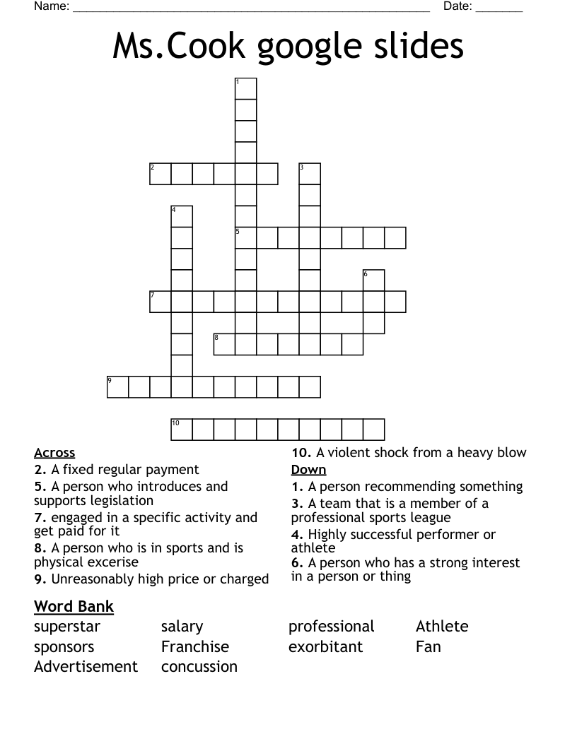 Ms.Cook google slides Crossword WordMint