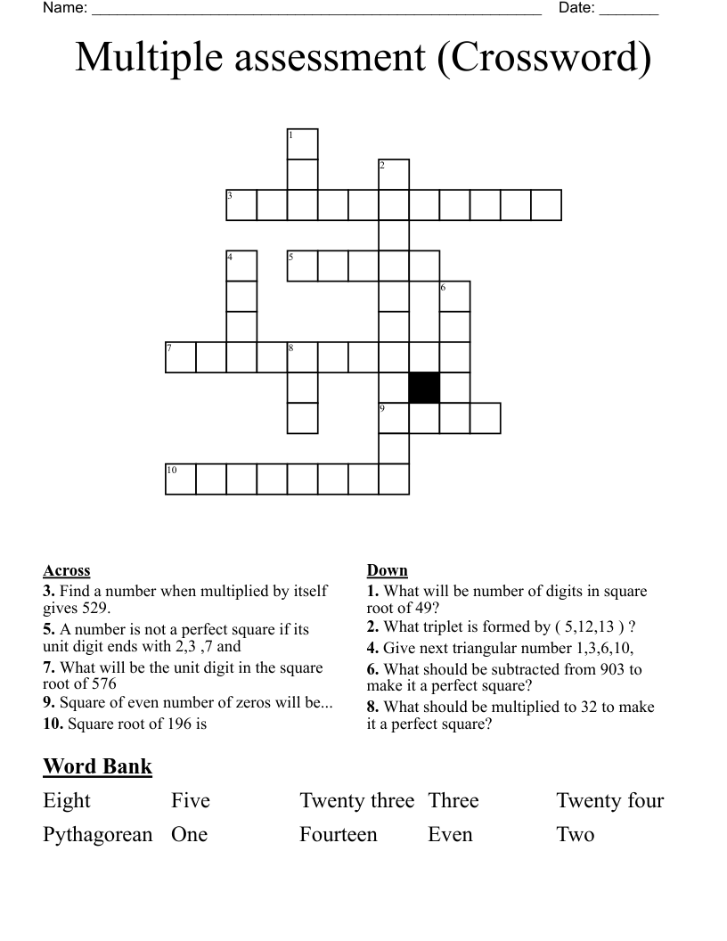 Multiple assessment (Crossword) WordMint