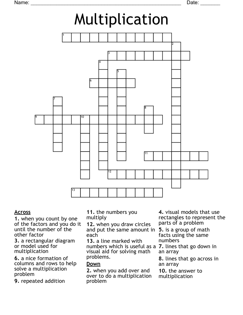 Multiplication Crossword WordMint