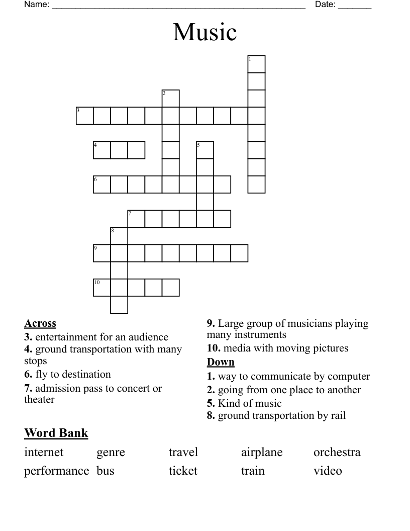Music Crossword WordMint
