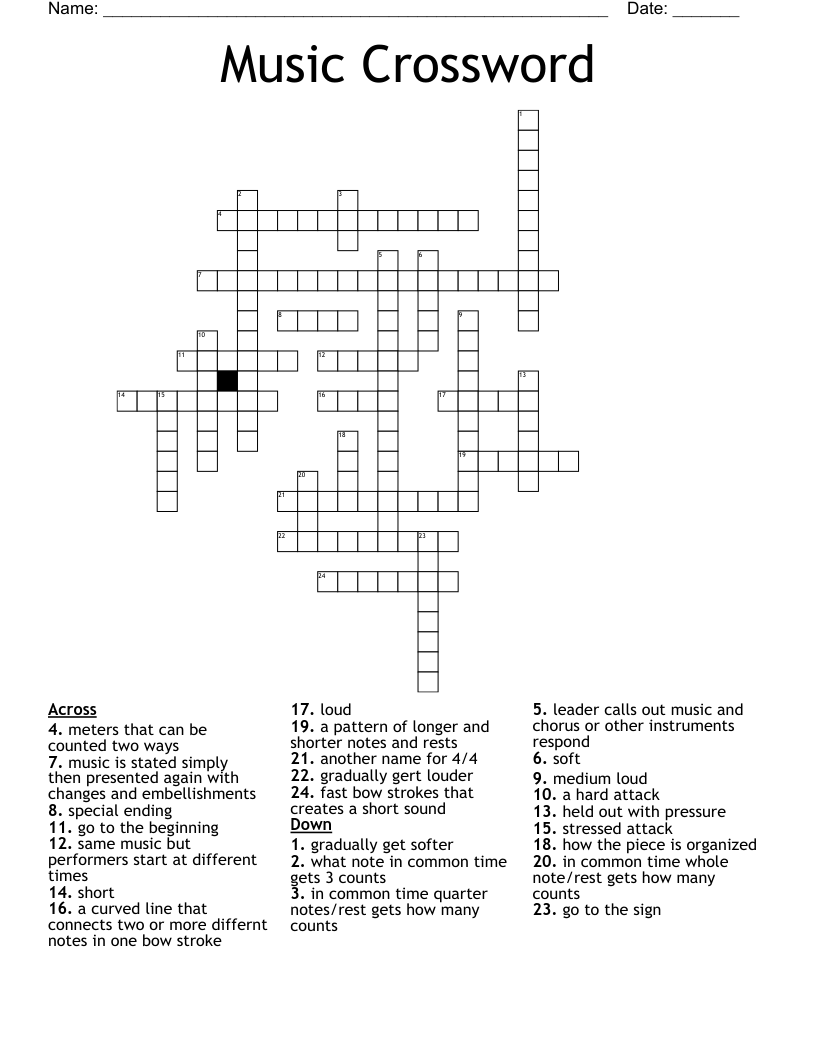 Music Crossword - WordMint