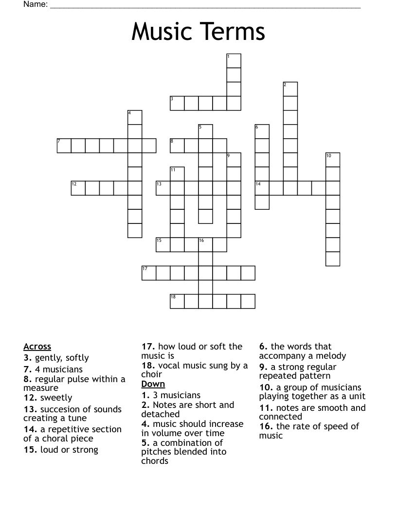 Music Terms Crossword WordMint