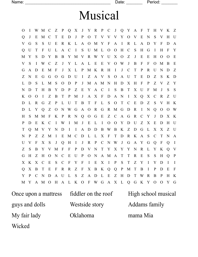 Word Search Musical Instruments Hard Version Pdf Musi vrogue.co