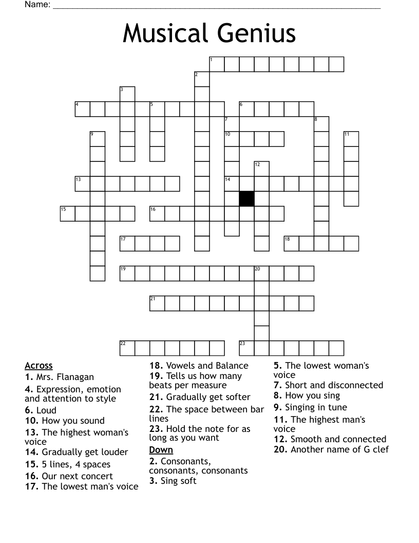 Musical Genius Crossword WordMint