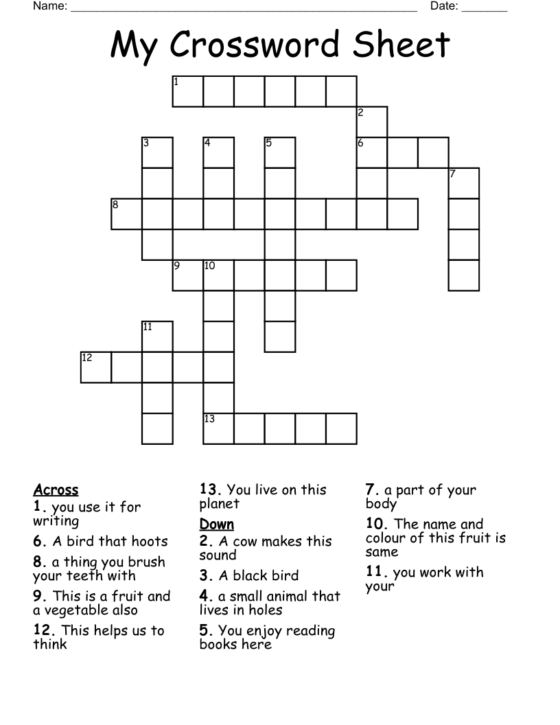 My Crossword Sheet WordMint