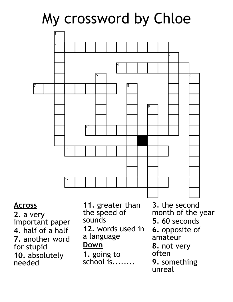 My crossword by Chloe WordMint