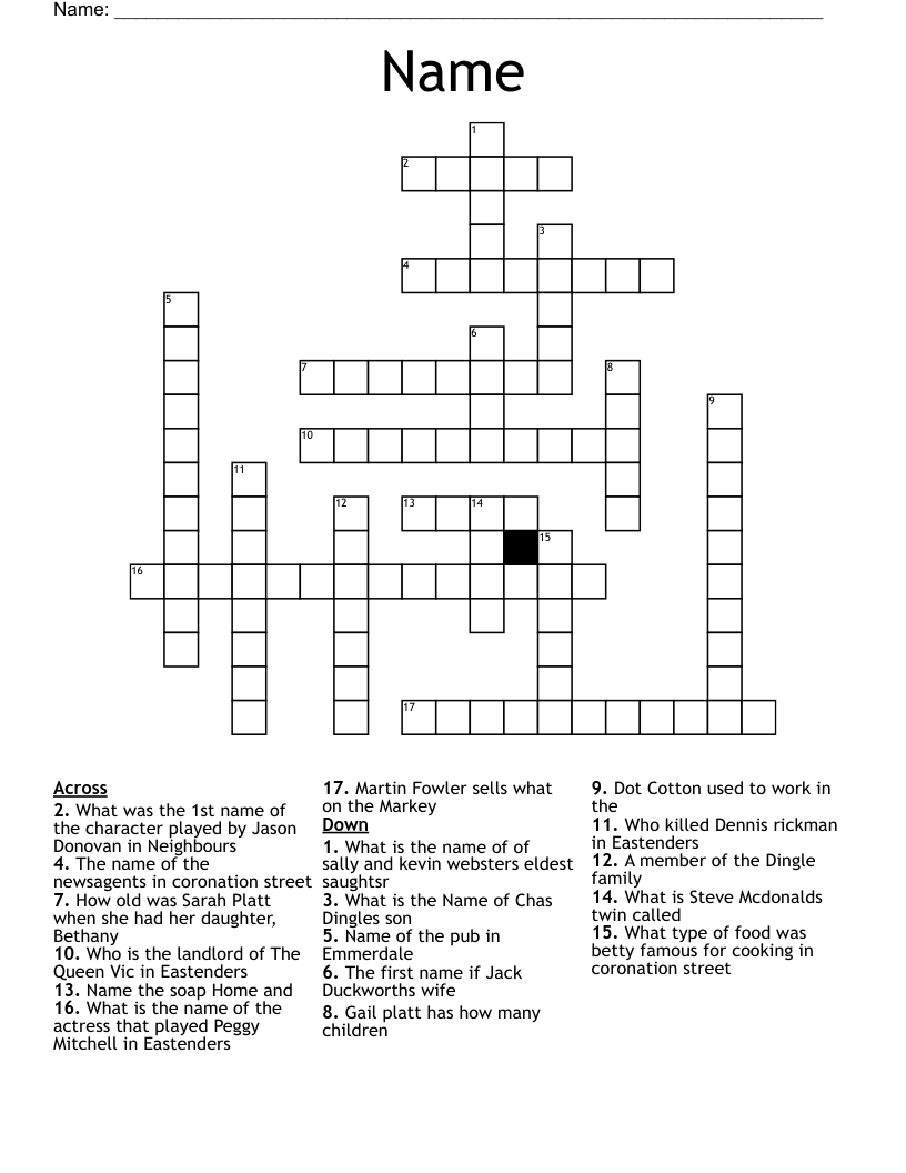 Name Crossword WordMint