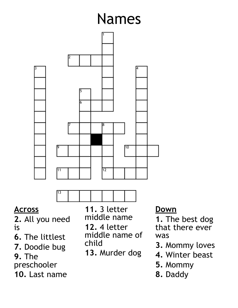 Names Crossword WordMint