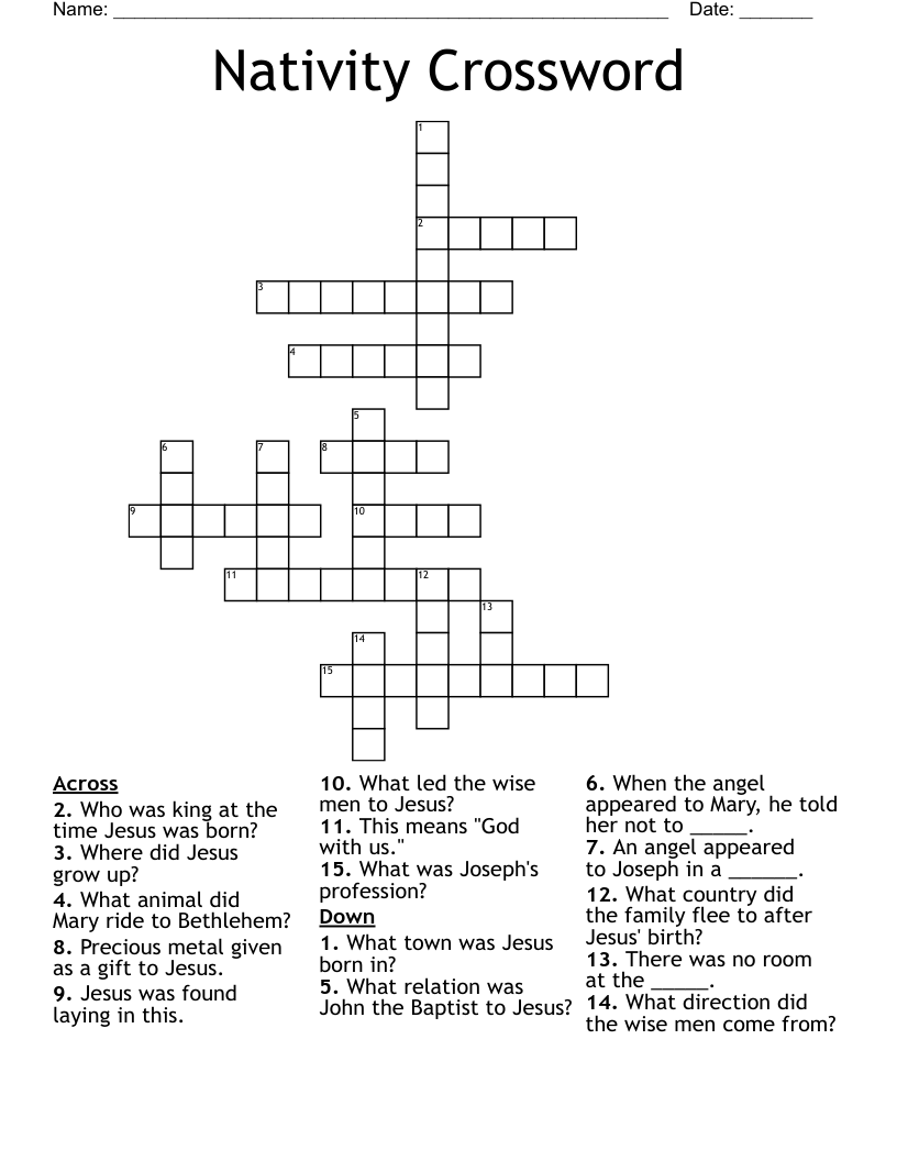 Nativity Crossword WordMint