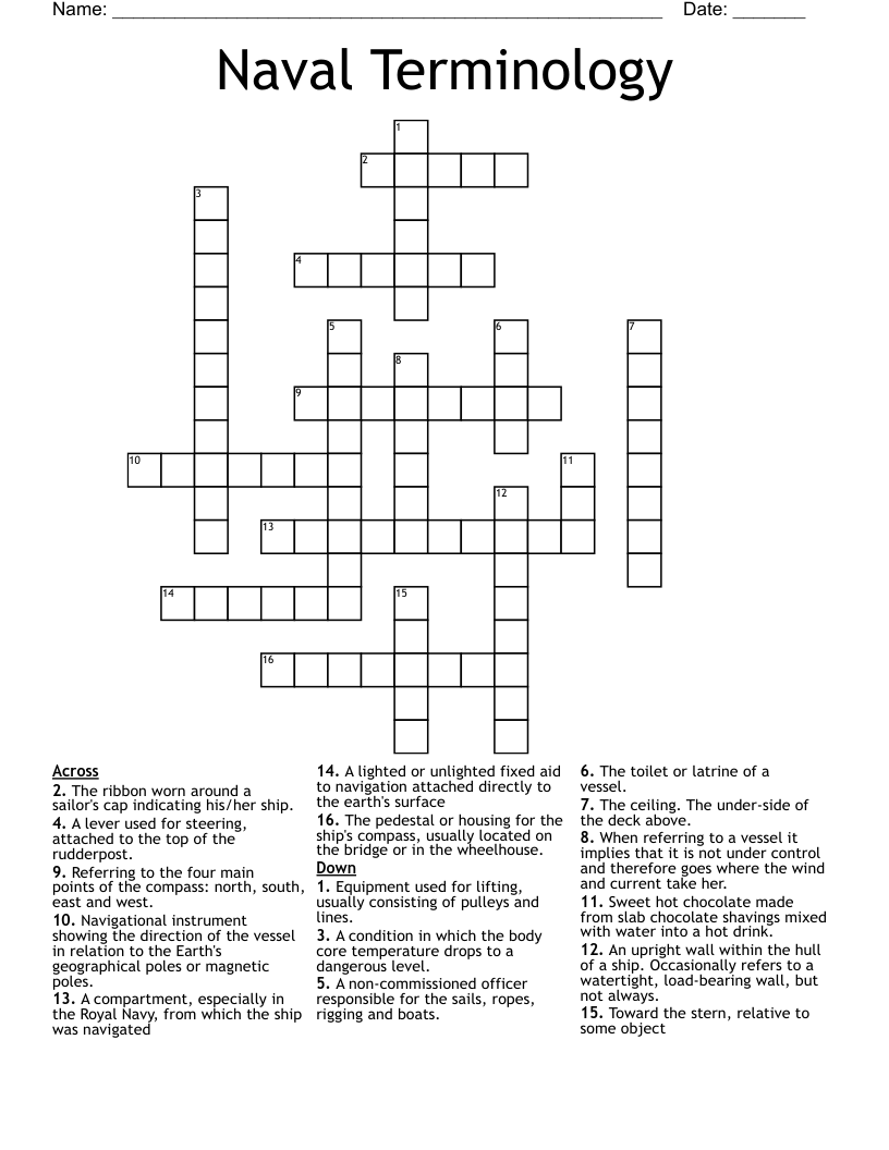 Naval Terminology Crossword WordMint