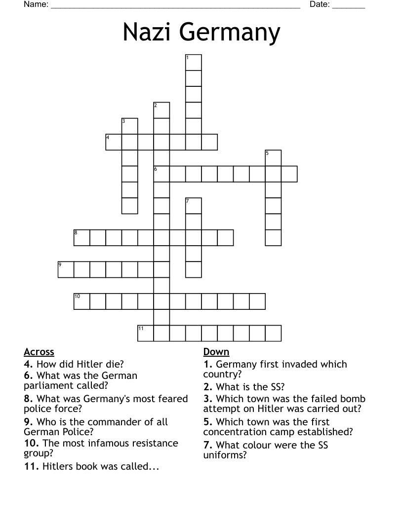 Nazi Germany Crossword WordMint