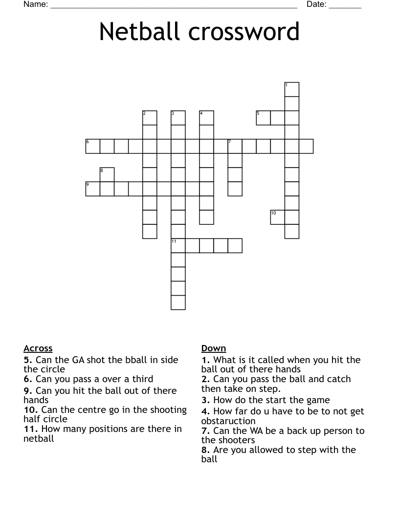 Netball crossword WordMint