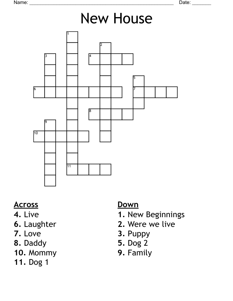 New House Crossword WordMint