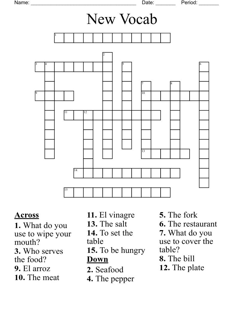 New Vocab Crossword WordMint