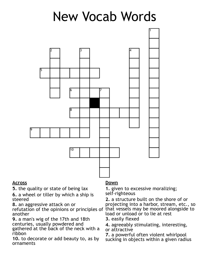 New Vocab Words Crossword WordMint