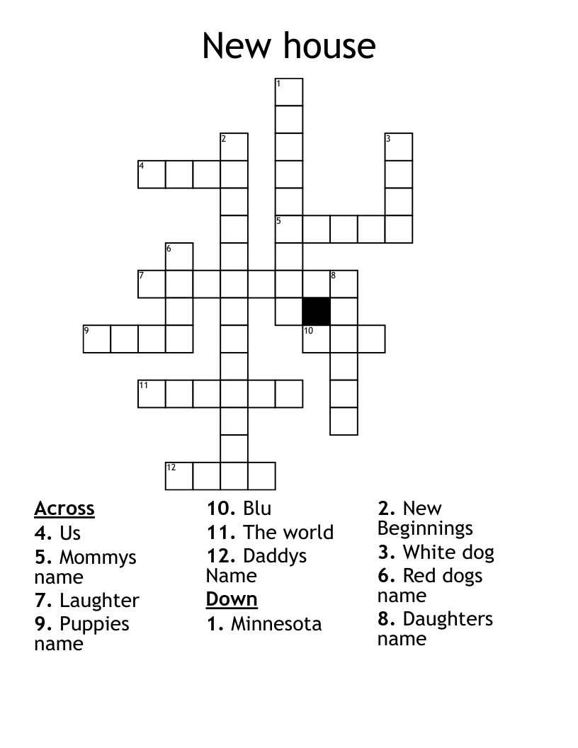 New house Crossword WordMint
