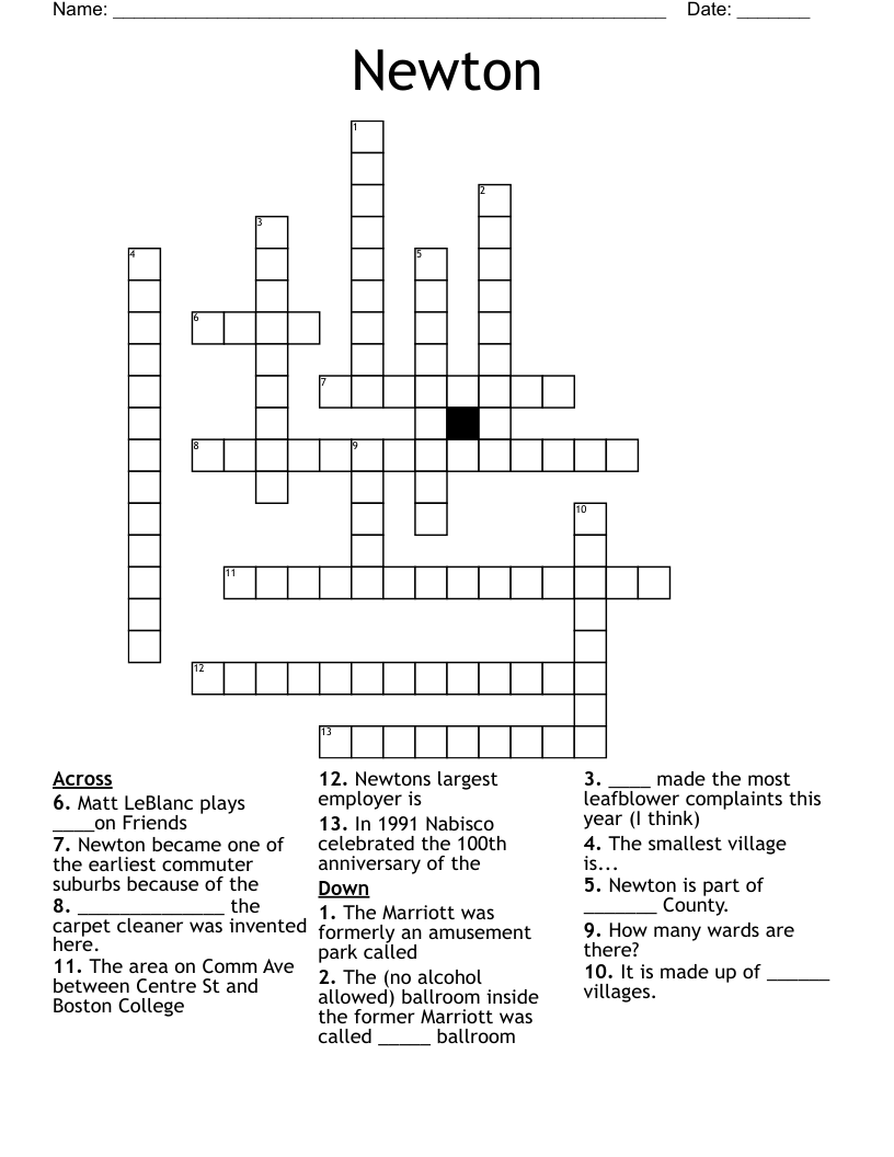 Newton Crossword WordMint