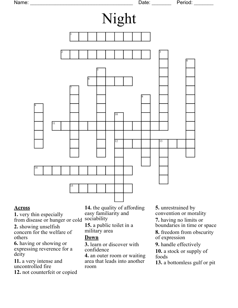 Night Crossword WordMint