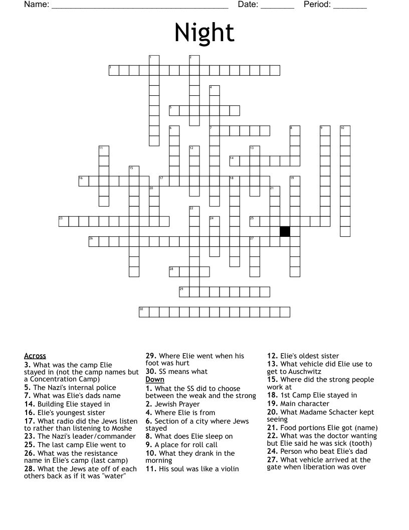 Night Crossword WordMint