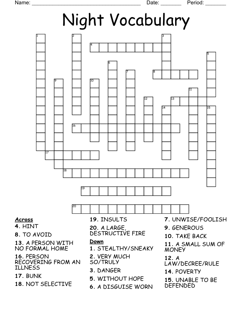 Crossword Puzzle Answer Insult Nannie Keim's Crossword Puzzles