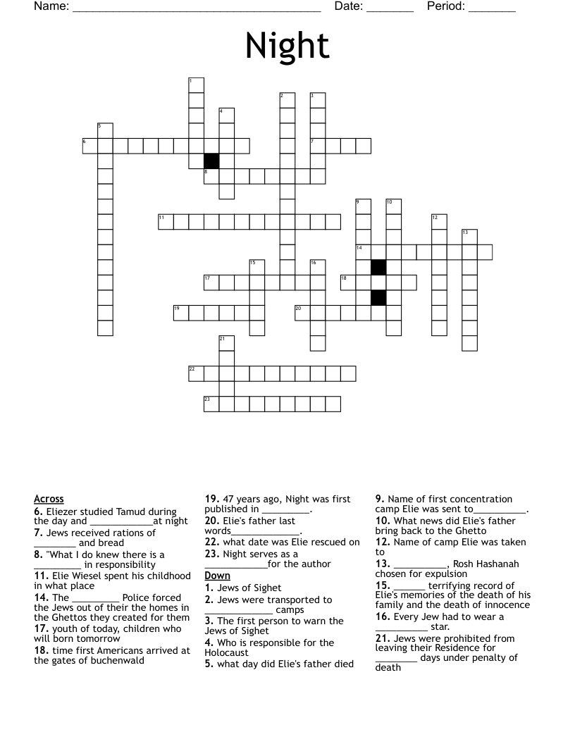 Night Crossword WordMint