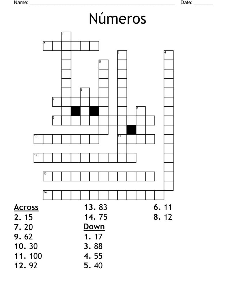 Números Crossword WordMint