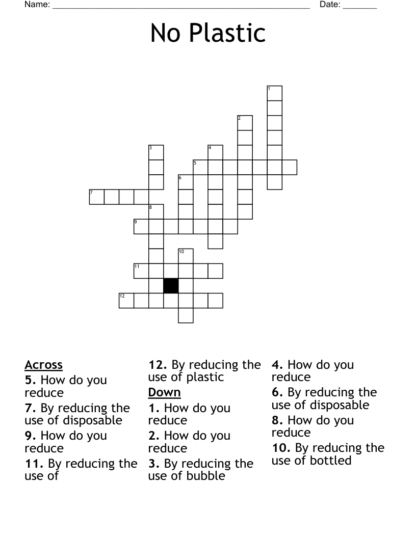 No Plastic Crossword WordMint
