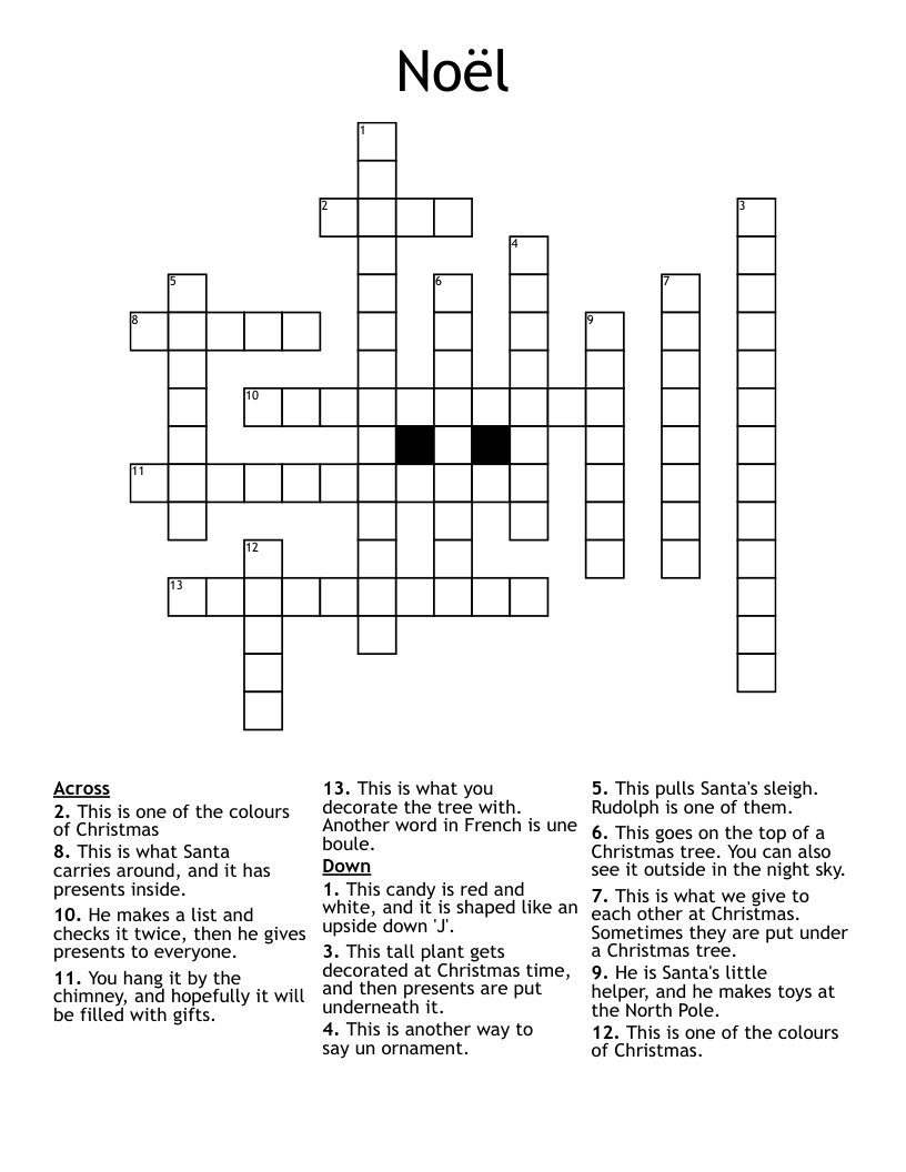 Noël Crossword WordMint