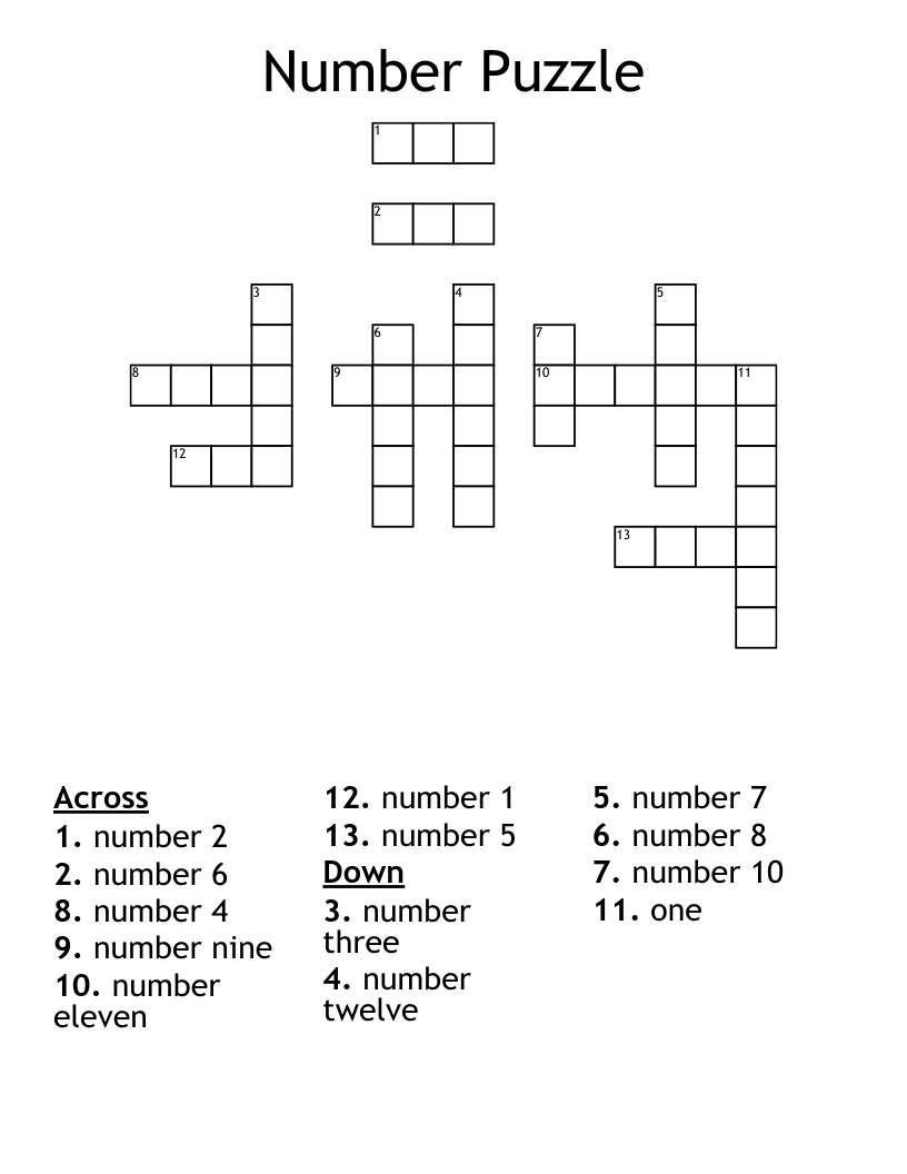 Number Puzzle Crossword - WordMint
