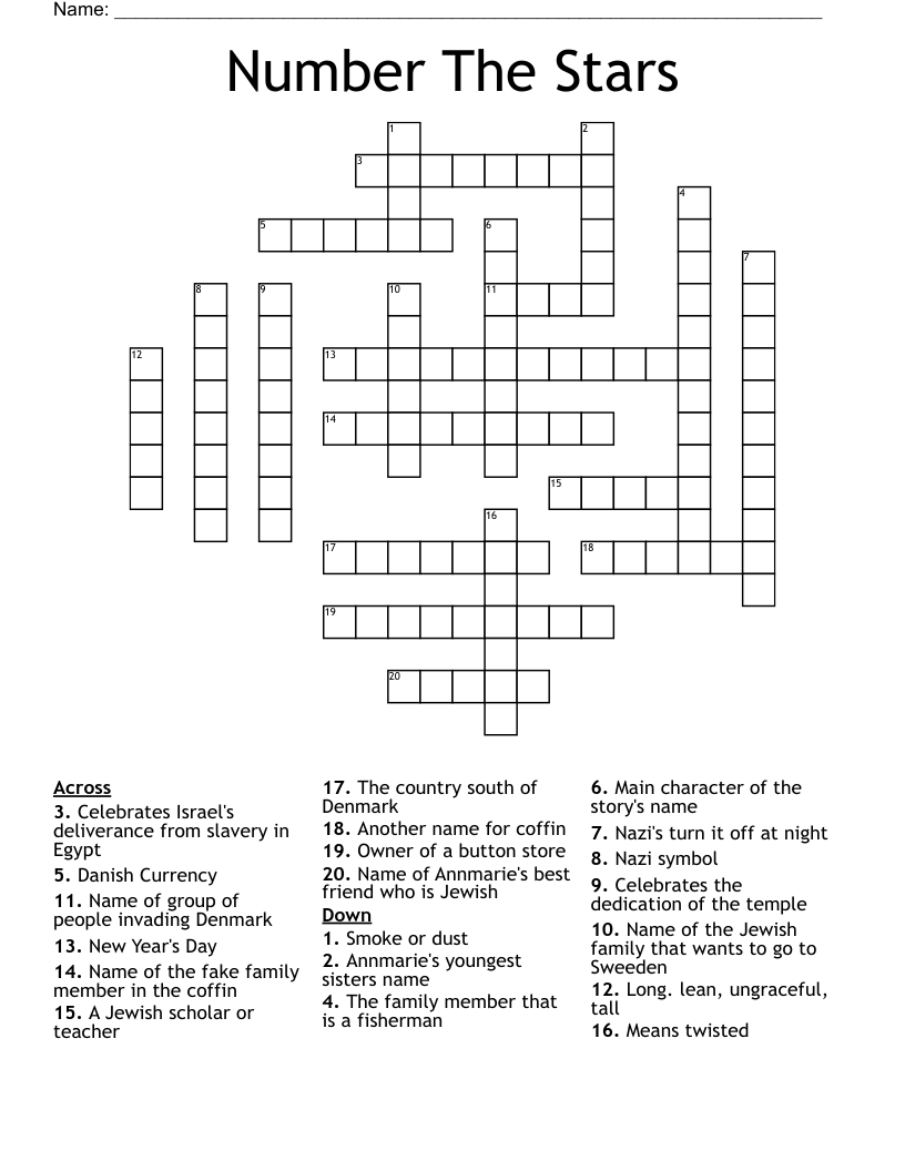 Number The Stars Crossword WordMint