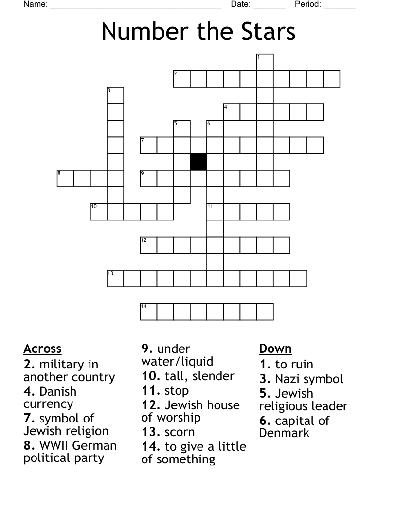 Number the Stars Crossword - WordMint