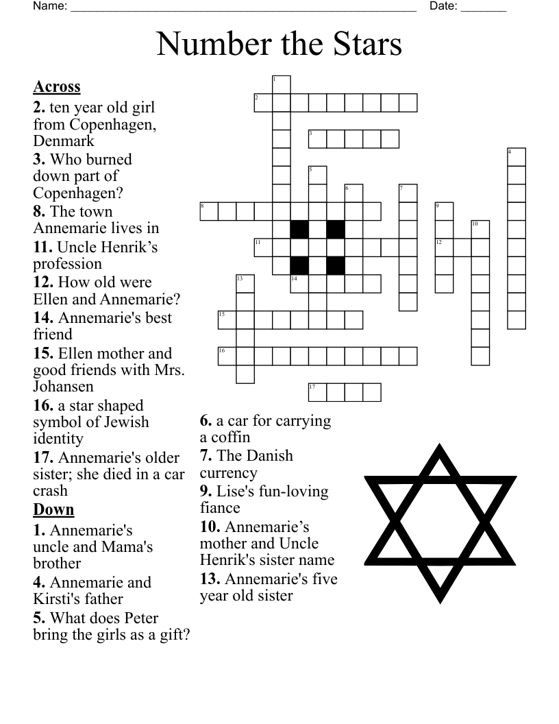 Number the Stars Crossword WordMint