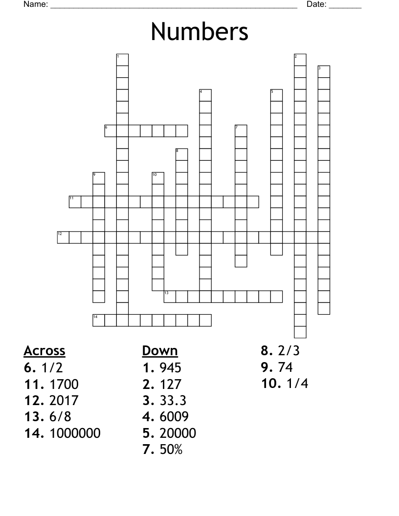 Maths Crossword - WordMint