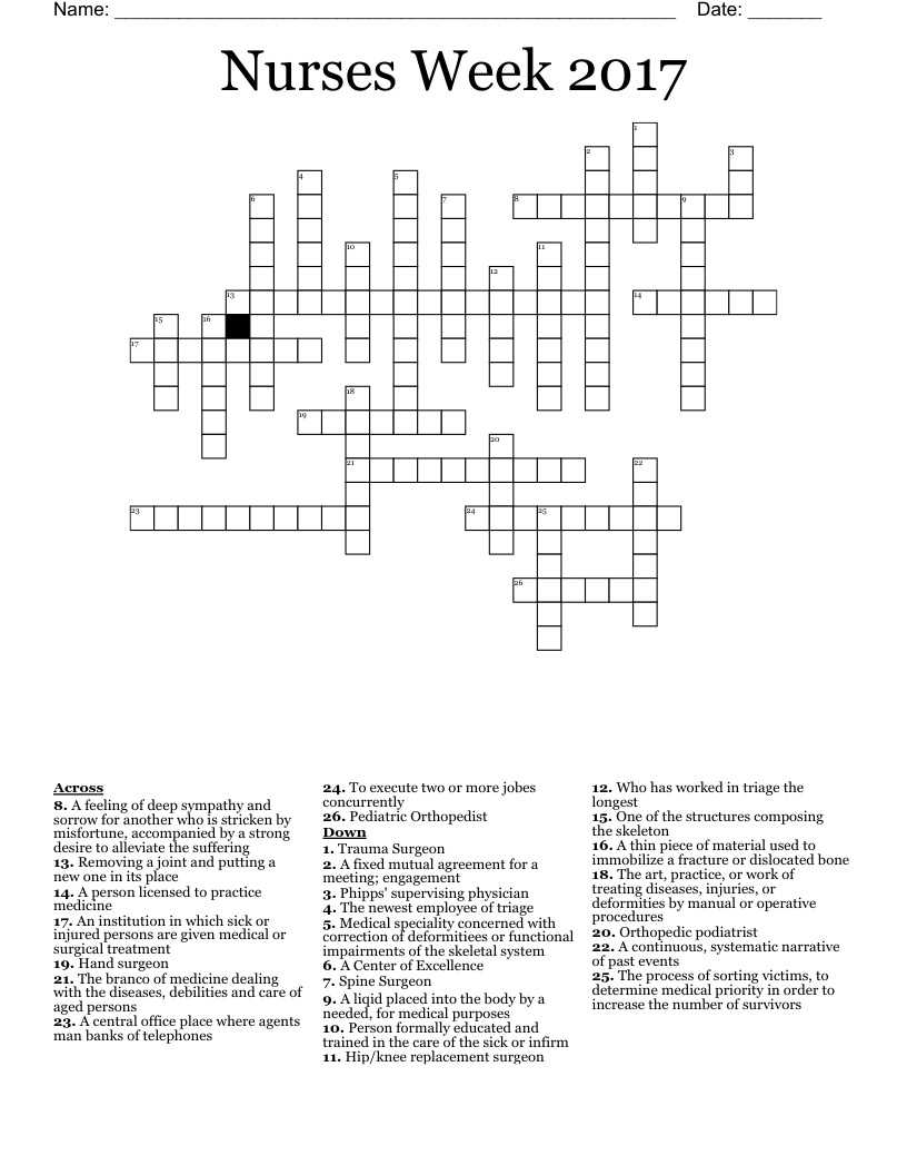 Nurses week 2017 Crossword WordMint