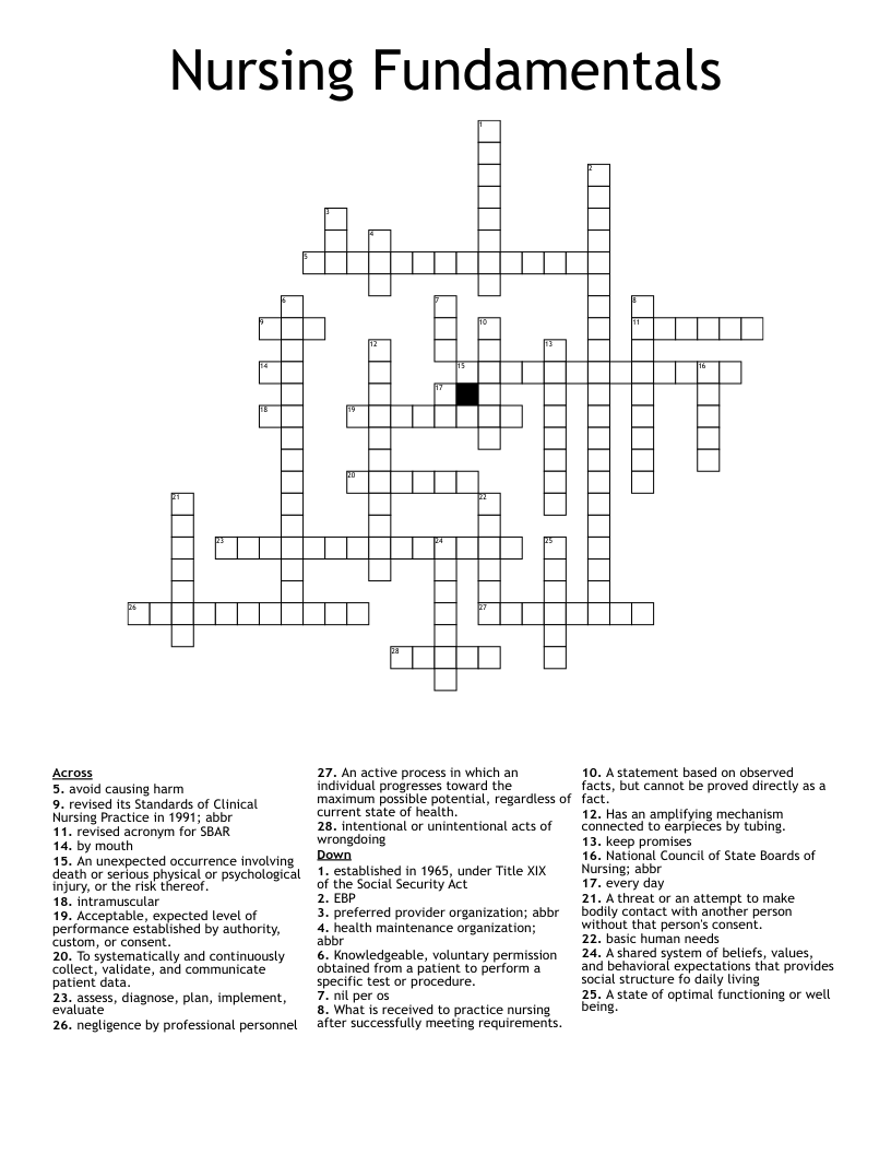 The Nursing Process Crossword WordMint