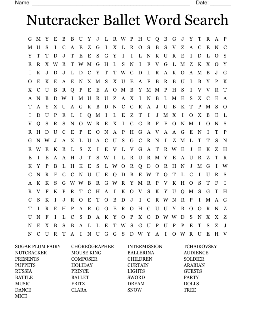 The Nutcracker Ballet Word Search WordMint